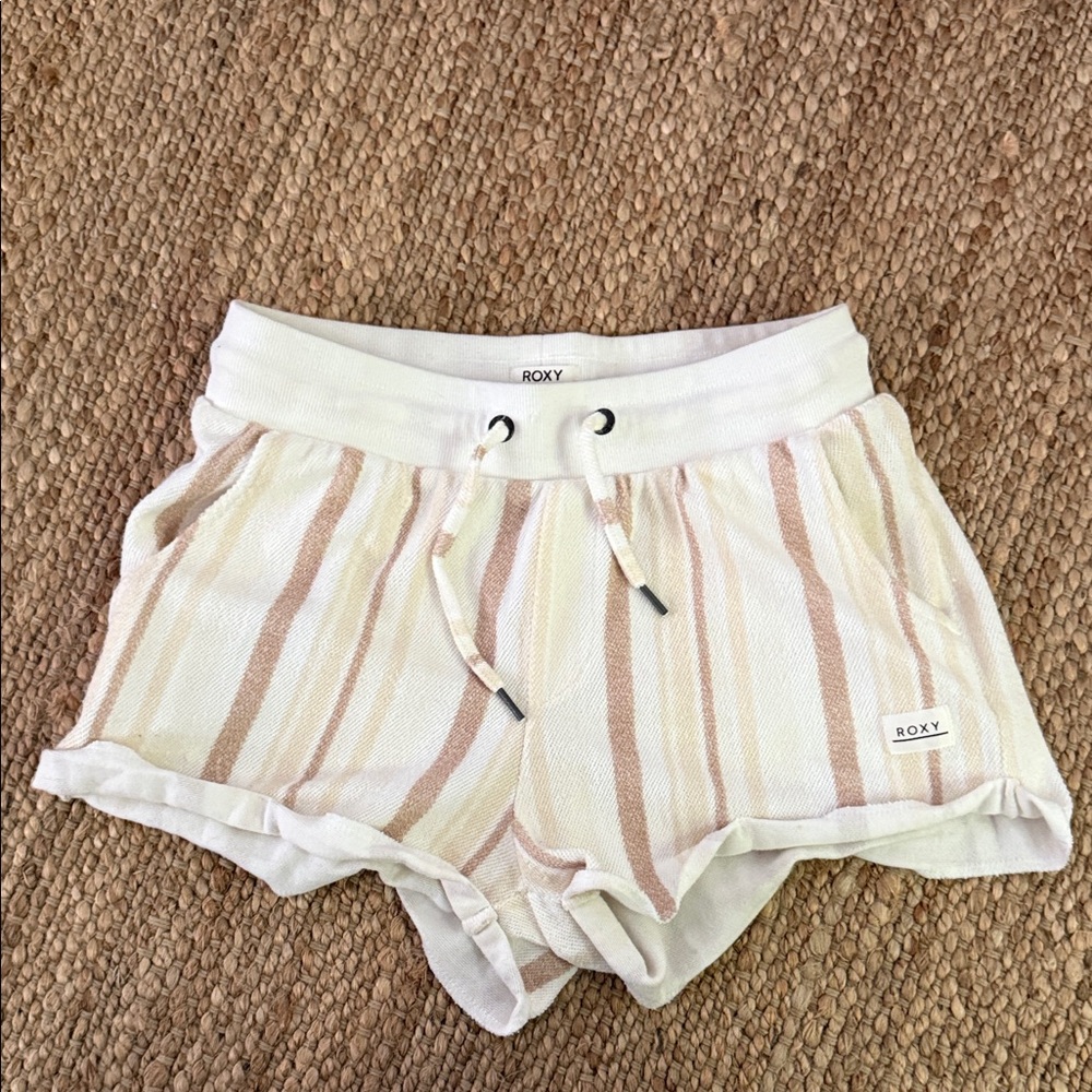 Roxy Women's Shorts - Cream and Tan Stripes